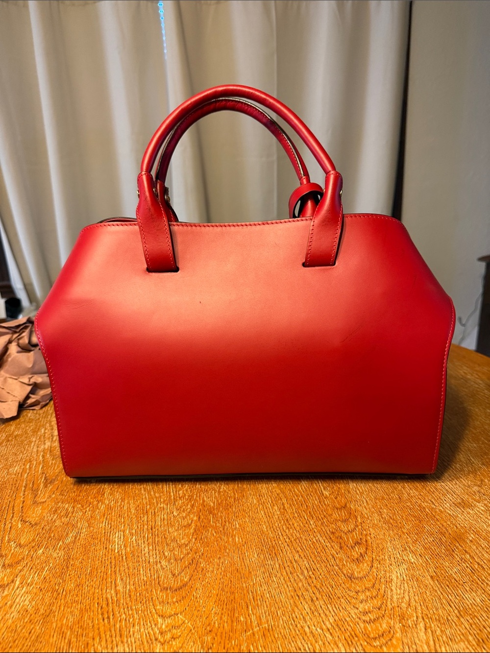 Vittoria Napoli Structured Red Leather Satchel with Tassel Accent and crossbody - Picture 4 of 10
